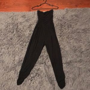 black strapless jumpsuit